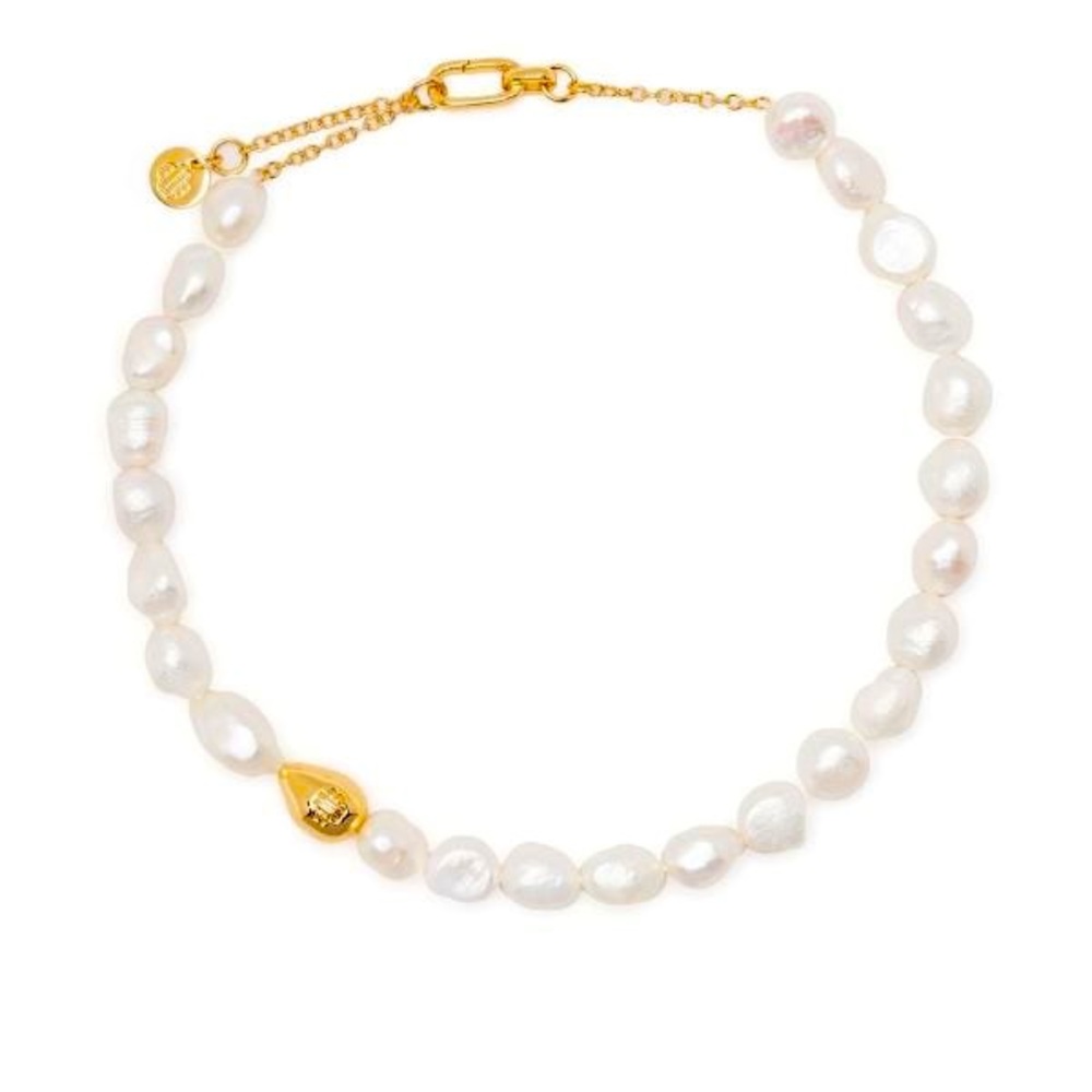 Maje Pearl and Gold Embellished Choker Necklace